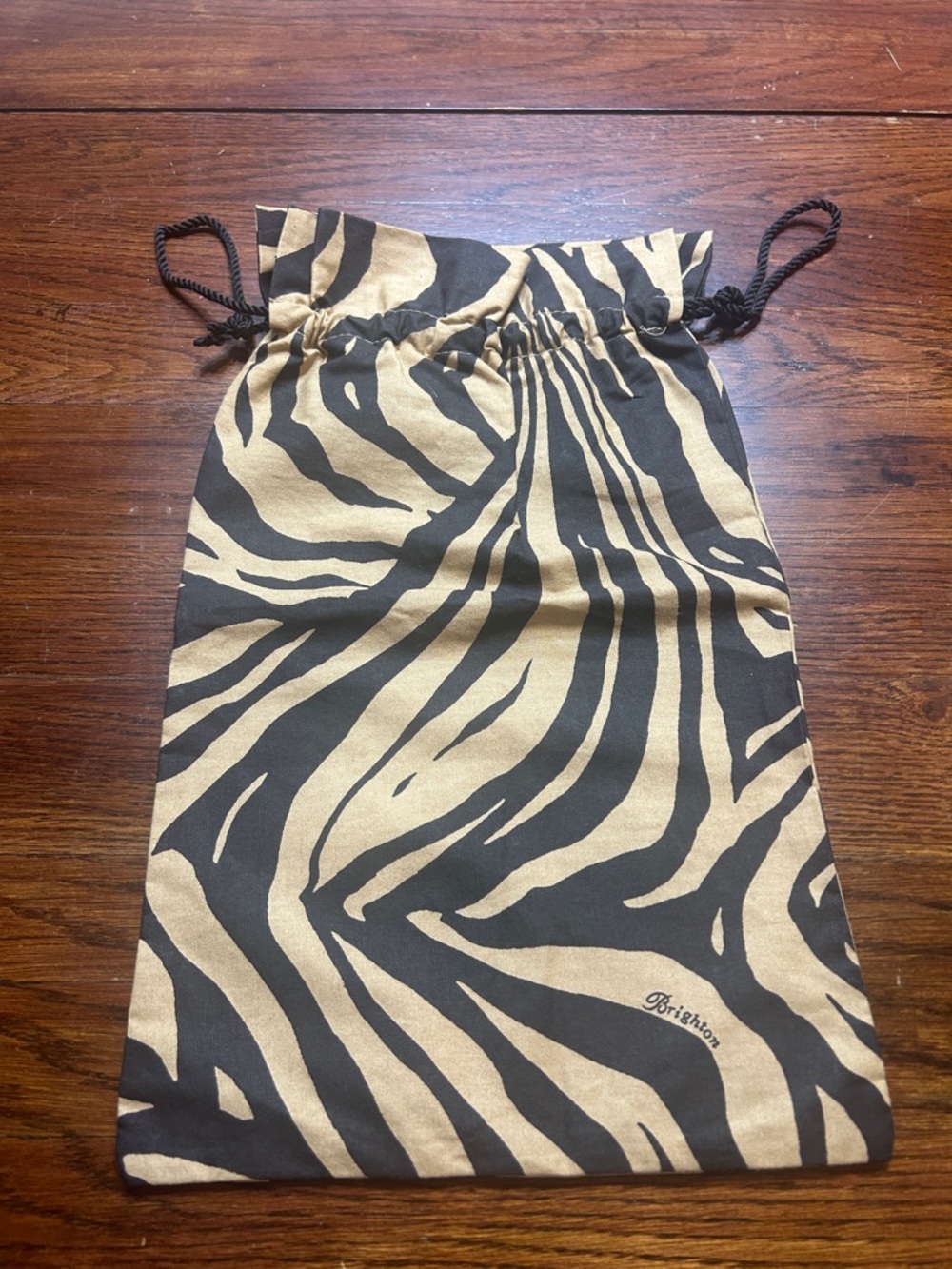 Brighton Black and Tan Zebra Print Drawstring Pouch